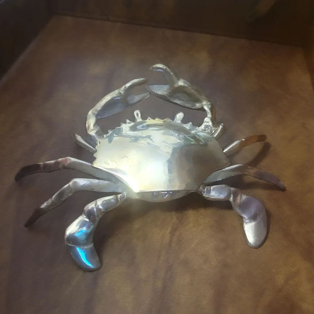 VTG Brass Crab Trinket Box
